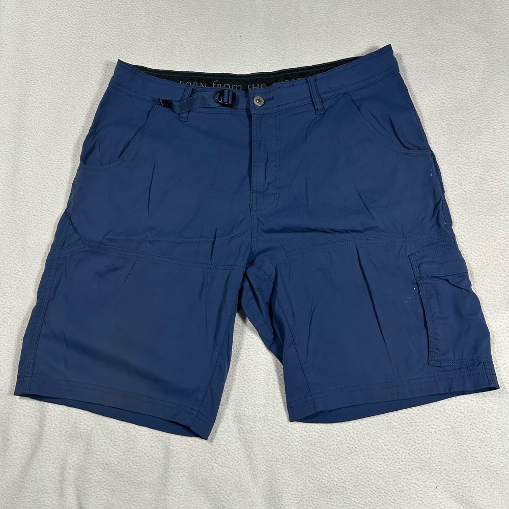 Prana Zion Cargo Shorts Mens 34 Blue Hiking Outdoor Stretch 10in Inseam